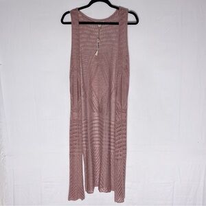 Moral Fiber Pink Knit Open Front Long Vest S NWT Boho Festival Cottagecore Fairy